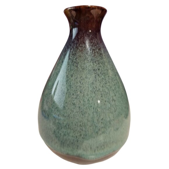 Pottery Ceramic Decorative Vase Speckled Design Handcrafted Green Brown Decor - Picture 2 of 5